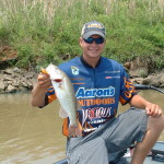 Sinclair bass caught on the riprap.  This is not Walker Smith but shows the typical size of a Sinclair bass.