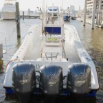 Kingfish boat powered by three Yamaha Outboards