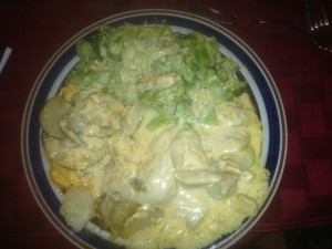 Plate of fish and sides ready to eat